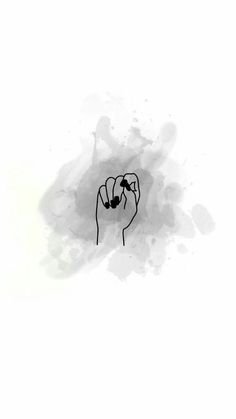 a black and white drawing of a person's hand holding something in the air