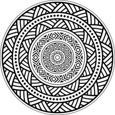 an abstract black and white pattern in the shape of a circle, with geometric designs