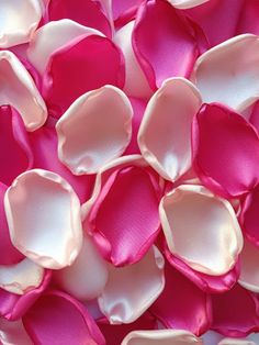 pink and white petals are scattered on top of each other