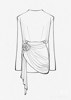 a drawing of a dress with a belt