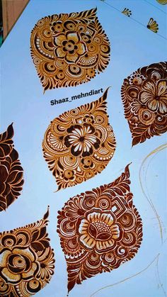 an image of hendi designs on paper with the words shaz mehndrat