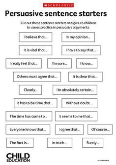 a poster with some words on it that say persuusive sentence starterers