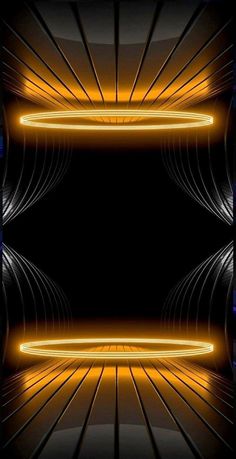 an abstract black and yellow background with some lights in the middle, as well as lines