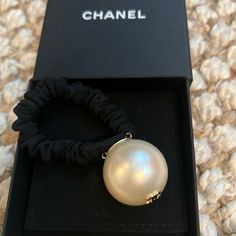 Never Used. Comes In Its Original Box. Chanel Pearl Hair Tie, Logo Hair, Chanel Pearl, Chanel White, Chanel Pearls, Chanel Accessories, Tie Colors, Cc Logo, Hair Tie