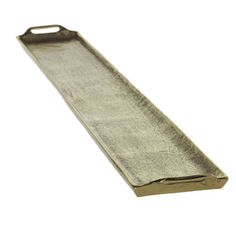 a long metal tray on a white background