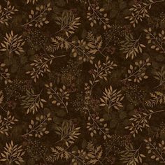 a brown and green wallpaper with leaves on the bottom right hand corner is shown