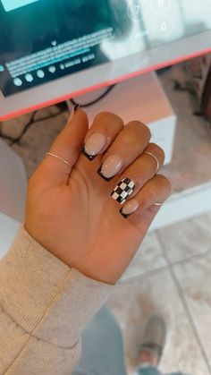 Checkered Nail Designs Square, White Western Nails Acrylic, Boot Stitch Nails, Square Tip Nail Ideas, Medical Nails Designs, Western Flame Nails, Stevie Nicks Inspired Nails, French Tip Checkered Nails, Long Cute Nails Ideas