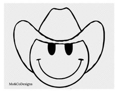 a black and white drawing of a cowboy hat