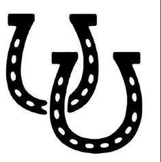 a black and white image of two horseshoes on a white background, with the letter u in the middle