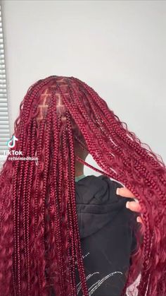 #boho #knotlessboxbraids #redhair #smallknotless Red Box Braids, Cherry Red Hair, Holidays 2023, Beautiful Black Hair, Colored Braids, Box Braids Hairstyles For Black Women