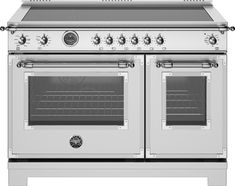 an oven with two burners and one door on the front, in stainless steel