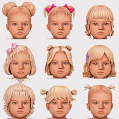 Sims 4 Clay Hair, Sims 4 Baby Hair, Sims 4 Cc Baby Hair, Sims 4 Kids Hair, The Sims 4 Kids, Pretty Sims, Infant Cc, Lotes The Sims 4