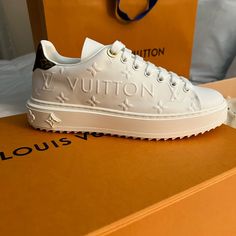 Brand New, Never Worn Louis Vuitton Time Out Sneakers. I'm Selling Them Because I Went On A Bit Of A Shopping Spree At Louis Vuitton When I Inherited Some Money, And I Went A Little Overboard. Send Me A Message If You Would Like More Pictures, Firm On Price. Louis Vuitton Women Shoes, Luis Vuitton Shoe, Lv Shoes Outfit, Lv Shoes Women, Louis Vuitton Shoes Women, Louis Vuitton Time Out Sneakers, Fake Aesthetic, Zapatillas Louis Vuitton, Expensive Sneakers