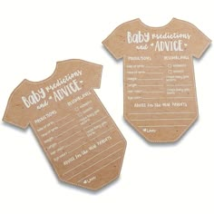 two baby onesuits are shown with the words, baby vacation and advice on them