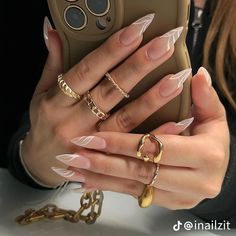 Semi Long Nails, Classy European Nails, French Stiletto Nails Design, Mat Nails, Nail Options, Fall Acrylic, February Nails