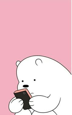 a white polar bear holding a pink object