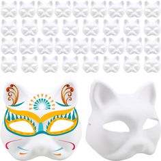 PRICES MAY VARY. 【Quality Material】: Blank diy cat mask bulk is made of paper, which is safe and reliable, lightweight but strong, with a smooth surface and no burrs. It will not put a heavy burden on you when worn for a long time 【Size Detail】: Unpainted white paper cat masks are 7 x 6.7 inches/ 18 x 17cm, which is suitable for adults and children. They provide you with the ideal opportunity to use paint, felt tip or crayons to use your imagination and conjure a unique mask that suits your own taste and design 【What You Can Get】: You will get 36 white paper cat masks, sufficient quantity to meet your usage and replacement needs, and you can share them with your family and friends. Paper art masks can be processed into crafts. You can add your favorite ribbons, feathers and pearls to make Diy Cat Mask, Half Masks, Masquerade Halloween Party, Cat Mask Diy, Decorative Wall Hangings, Jungle Animals Party, Cosplay Masks, Cat Masks, Mask Cat