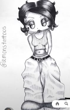 a drawing of a girl with big eyes