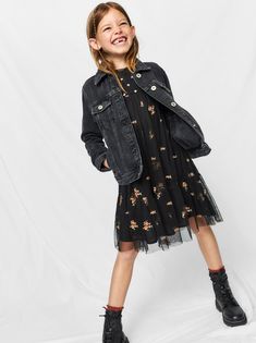 Embroidered Tulle Dress, Romantic Tops, Zara Girl, Embroidered Tulle, Black Tulle, Kids Outfits Girls, Zara United States, Tulle Dress