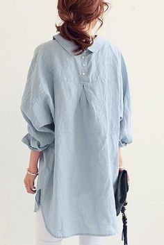 Linen Shirt With Jeans, Shirt With Jeans, Artist Smock, Oversized Linen Shirt, Linen Tunic, Roll Up Sleeves, Komplette Outfits, Casual Elegance, Oversized Shirt