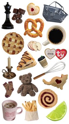 a collage of different food items including cookies, pies and other foods