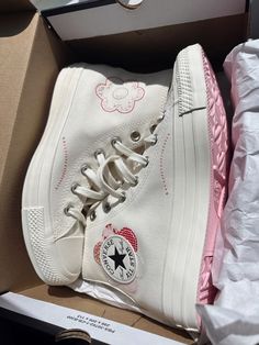 White And Pink Converse, Patchwork Converse, Stars Converse, Chuck Taylor Converse, Pretty Shoes Sneakers