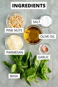 ingredients to make basil garlic oil