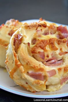 ham and cheese pastry is shown in close up