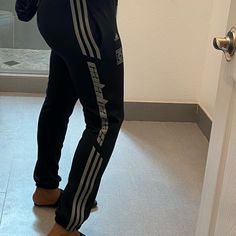 Adidas Yeezy Track Pants In Perfect Condition. Pants Feature Zippered Pockets And Tapered Around Ankles. Baggy Adidas Track Pants, Adidas Black Three Stripes Joggers, Adidas Sportswear Pants With Moisture-wicking, Women’s Adidas Track Pants With Zippers, Adidas Moisture-wicking Joggers For Streetwear, Adidas Yeezy, Black Adidas, Track Pants, Adidas Women