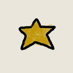 a drawing of a yellow star on a white background with black outline in the center