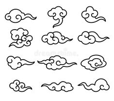 clouds in the sky with different shapes and sizes on white background royalty photo - illustration