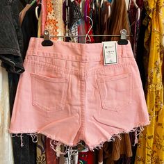 Size Xl But (Fits A Medium) 74 Waist 102 Hip 34 Total Length (High Waist) Pink Denim Distressed Hot Pants Brand New With Tag! Trendy Ripped Pink Bottoms, Spring Cutoff Shorts With Pockets, Casual Pink Ripped Bottoms, Casual Ripped Pink Bottoms, Trendy Stretch Jean Shorts For Spring, Summer High Waist Cotton Jeans, Pink Distressed Cotton Bottoms, High Waist Pink Jeans With Frayed Hem, Distressed Pink Cotton Bottoms