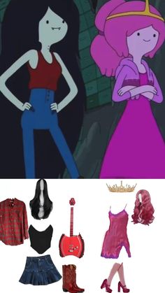 there are many different outfits and shoes in this cartoon character's life cycle, as well as an image of princess aurora from the little mermaid