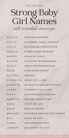 the poster for strong baby girl names