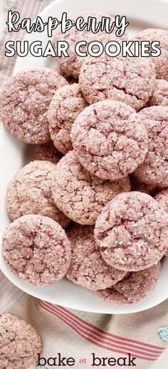 raspberry sugar cookies on a white plate