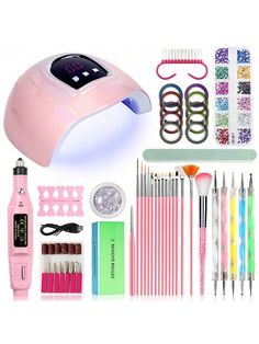 Nail Art Tool Kit With Portable LED Nail Dryer Lamp Set And Accessories, Multi-Function Electric Nail Drill, Manicure Pedicure Equipment For Home Nail Beauty Multicolor    ABS     Nail,Hand & Foot Care, size features are:Bust: ,Length: ,Sleeve Length: Nail Art Tool Kit, Nail Art For Kids, Nail Art Salon, Nail Dryer, Nails For Kids, Nail Drill, Manicure Y Pedicure