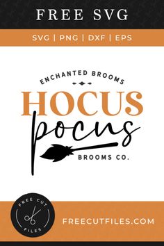 the hoccus pocuss logo is shown on an orange and black background