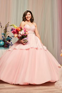 Nearly 5,000 crystals adorn this two-in-one quinceanera gown, featuring a detachable full-length tulle skirt that transforms to a flirty high-low dress. | #ballgown #twoforone #quincedress | Style FR2110 | Shop this style and more at davidsbridal.com!