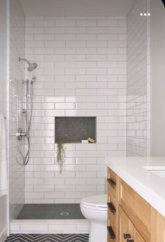 Shower Wood Tile, Laundry In Bathroom Ideas, Small Cottage Bathroom, Walk In Shower Remodel, Small Home Inspiration, Tile Vanity, Cottage Bathrooms, Restroom Ideas, Bathroom Condo