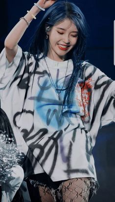 Iu Blue Hair Aesthetic, Iu Blue Hair, Iu Blue, Iu Pics, Iu Kpop, Hair Style Korea, Lee Jieun