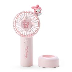 a pink toy with a small fan on top of it