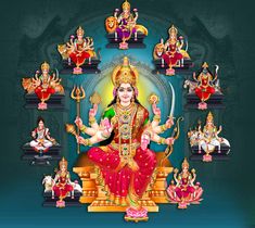 an image of goddesss and deities in various poses