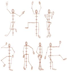 an image of a drawing of people doing different things on the same page as well as lines