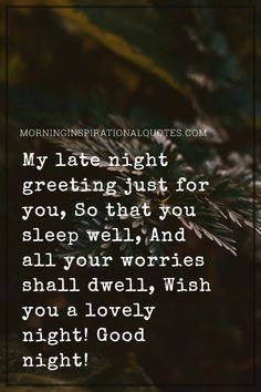 a quote that reads, my late night greeting just for you so that you sleep well and