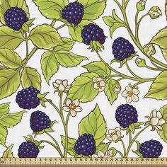 seamless raspberry pattern with leaves and flowers on white background - patterns decorative