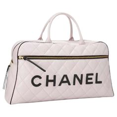 Chanel Limited Edition Vintage Duffel Tote White and Black Leather Weekend Bag For Sale at 1stDibs Logo Letters, Leather Duffel Bag, Vintage Tote Bag, Chanel Brand, Leather Weekender Bag, Weekend Bag, Weekender Tote, Leather Travel, Travel Tote