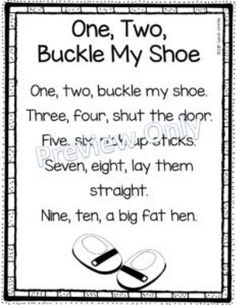 a poem that says, one, two, buckle my shoe