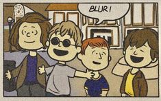 a comic strip with three people talking to each other and the caption says blur