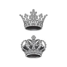 two crowns are shown in black and white