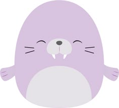 a purple seal with its eyes closed and mouth wide open, it's face is smiling